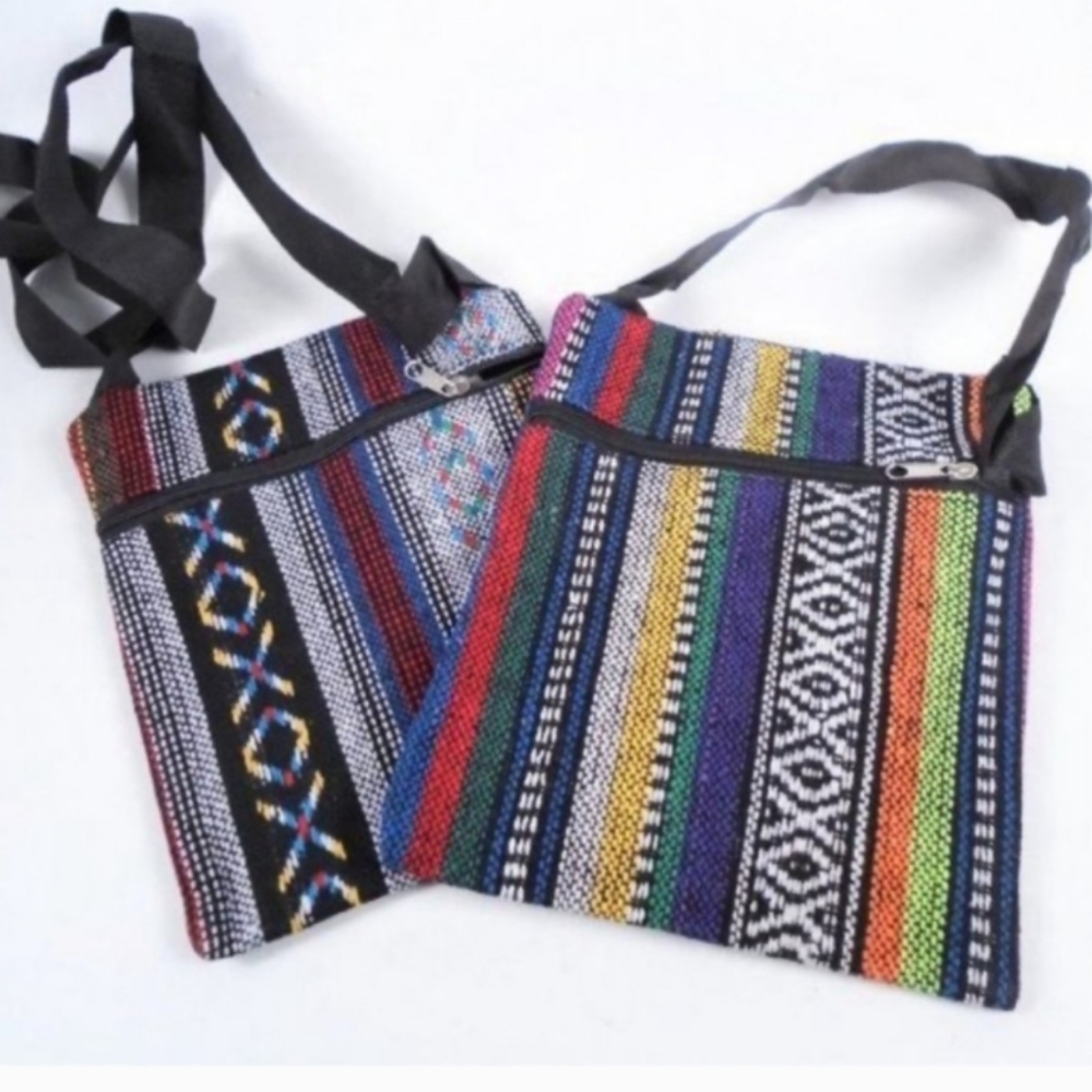 MENS Crossbody Bag Adjustable Strap 6"X 7.5"Aztec print zip close Messenger U…